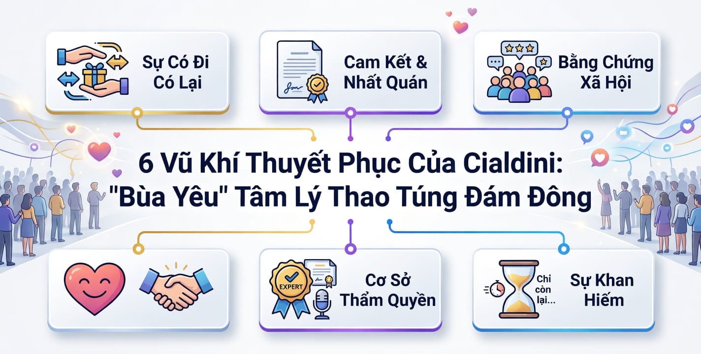 6 Vũ Khí Thuyết Phục Của Cialdini: "Bùa Yêu" Tâm Lý Thao Túng Đám Đông