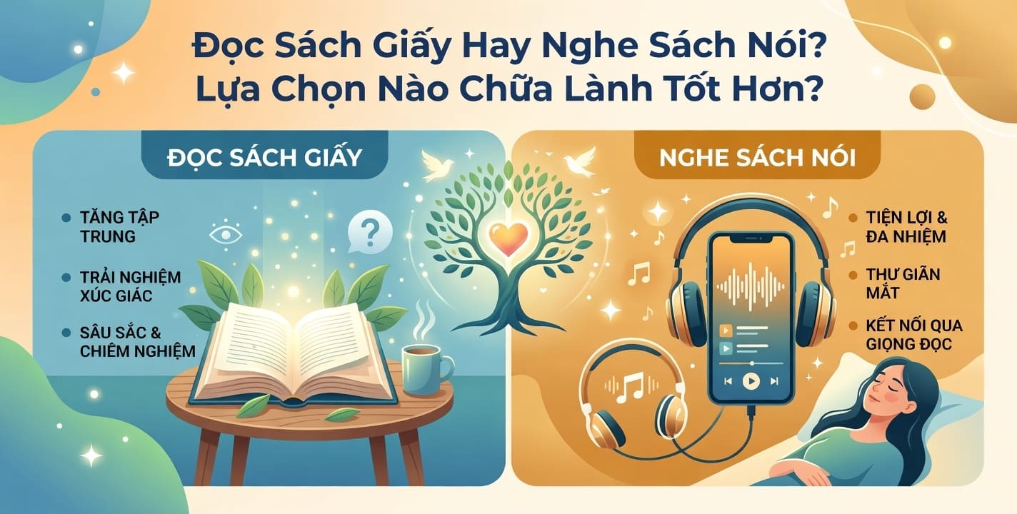 Đọc Sách Giấy Hay Nghe Sách Nói? Lựa Chọn Nào Chữa Lành Tốt Hơn?